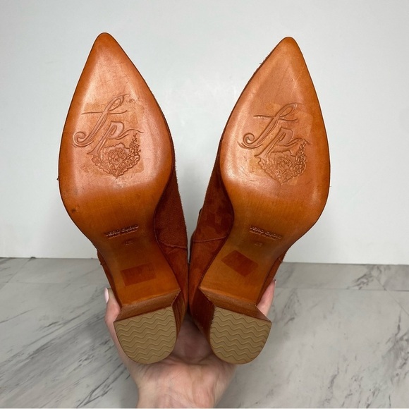 New! Free People Dakota Red Suede Studded Heeled Boot 41 - Picture 14 of 15